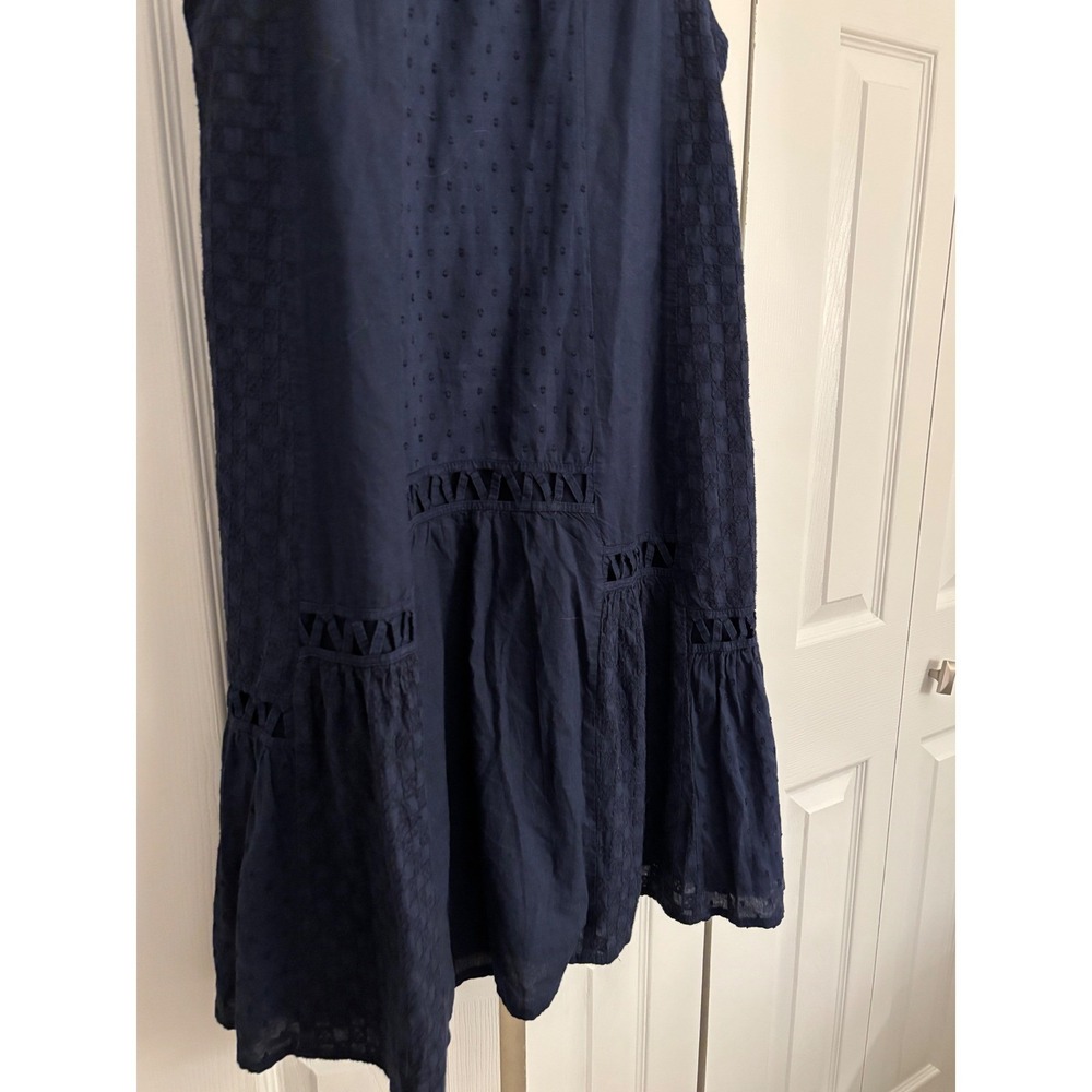 Maeve Anthropologie Navy Embroidered Dress Size 2 Oversized  Boho Tiered Cotton - Picture 10 of 11